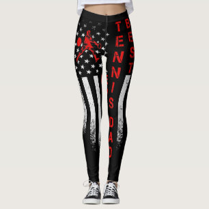 Mens Vintage USA American Flag Best Tennis Dad Eve Leggings