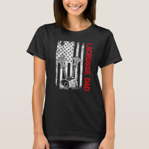 Mens Vintage Usa American Flag Lacrosse Dad Father T-Shirt