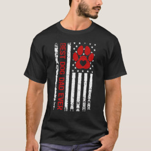 Mens Vintage Usa Flag Dog Paw Print Best Dog Dad E T-Shirt