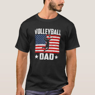 Mens Vintage Volleyball Dad Us Flag Distressed Spo T-Shirt