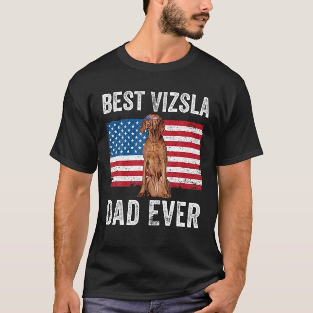 Mens Vizsla Dad American Flag Vizsla Dog Lover Own T-Shirt (Front)
