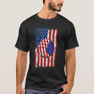 Mens Volleyball Usa American Flag Patriotic Sport T-Shirt