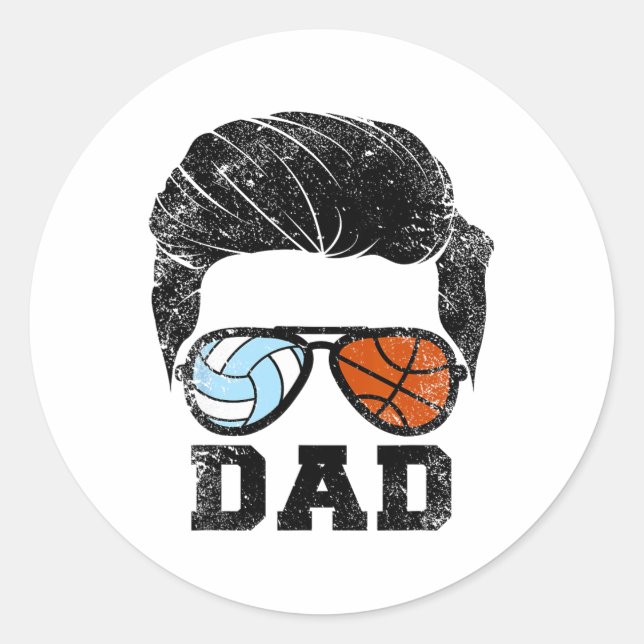Mens Volleyll Sketll Dad Funny Volleyll Sketll Pla Classic Round Sticker (Front)