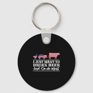 Mens want to drink beer and smoke meat barbecue key ring