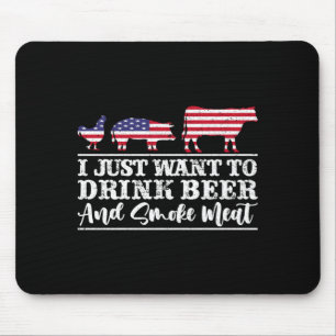 Mens want to drink beer and smoke meat barbecue mouse pad