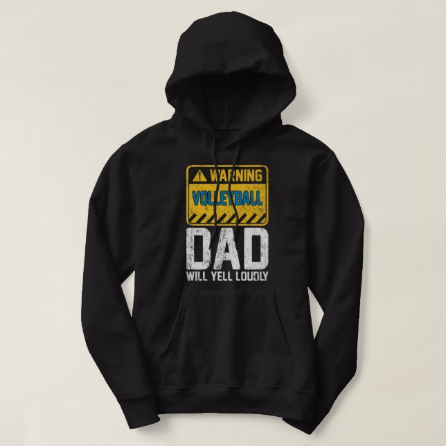 Mens Warning Volleyball Dad Vintage Retro Volleyba Hoodie (Design Front)