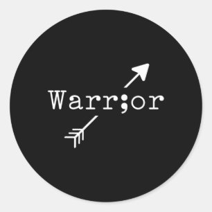 Mens Warrior Semicolon - Suicide Prevention Mental Classic Round Sticker