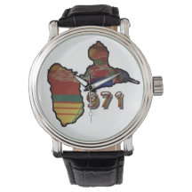 Men's watch with map Guadeloupe