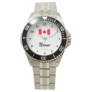 Men's watches with custom name and Canadian flag