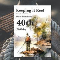 Men's Watercolor Fishing Birthday Party