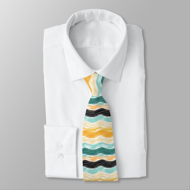 Men's Wave Design Tie (Tied)