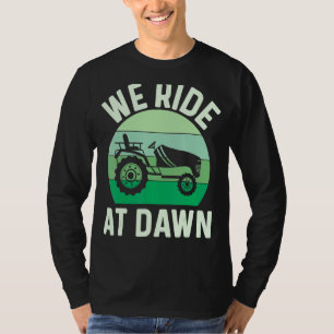 Mens We Ride At Dawn Lawnmower Lawn Mowing Dad Yar T-Shirt