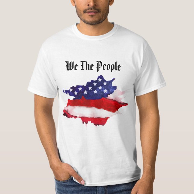 *~* Men's We The People American Flag Watercolor T-Shirt (Front)