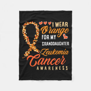Mens Wear Orange For Granddaughter Leukaemia Cance Fleece Blanket
