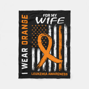 Mens Wear Orange For Wife Leukaemia Awareness Fleece Blanket