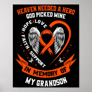 Mens Wear Orange In Memory Of Grandson Leukaemia Poster