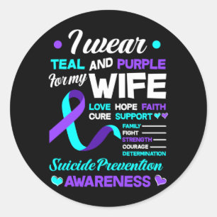 Mens Wear Teal Purple For Wife Suicide Prevention Classic Round Sticker
