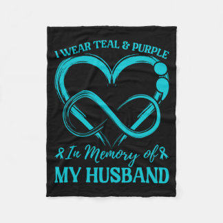 Mens Wear Teal Purple In Memory Of Husband Fleece Blanket
