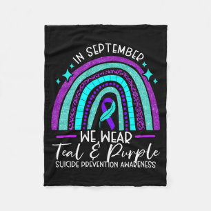 Mens Wear Teal Purple Suicide Prevention Awareness Fleece Blanket