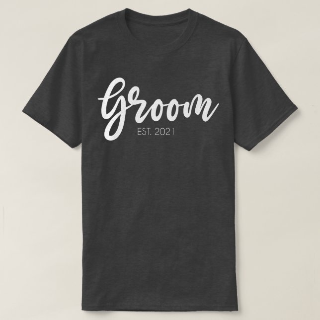 Mens Wedding Matching Gifts Groom Est  T-Shirt (Design Front)