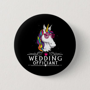 Mens Wedding Officiant Funny Unicorn Wedding 6 Cm Round Badge