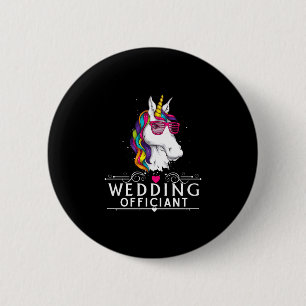 Mens wedding officiant funny unicorn wedding 6 cm round badge
