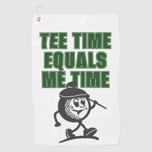 Mens Weekend League Golf Dad Tee Time Equals Me Towel (Front)