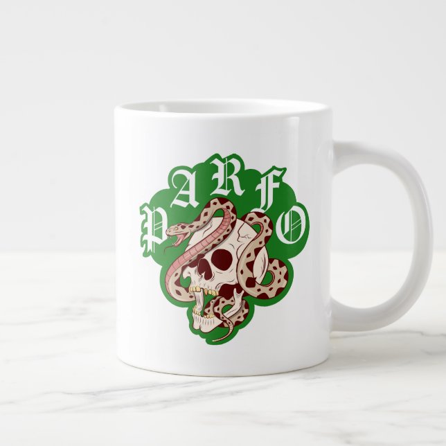 Mens Weekend Scramble Badass Skull Snake Gothic Large Coffee Mug (Right)