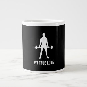 Mens Weightlifter Barbell Training Workout Outfit Large Coffee Mug