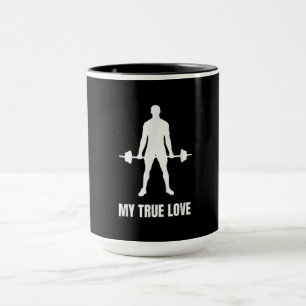 Mens Weightlifter Barbell Training Workout Outfit Mug