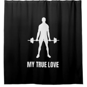 Mens Weightlifter Barbell Training Workout Outfit Shower Curtain