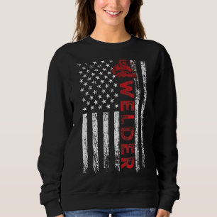 Mens Welder American Us Flag Patriotic Welding Fat Sweatshirt