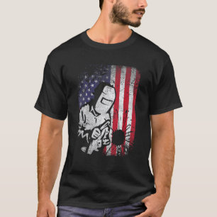 Mens Welder Distressed Usa American Flag Welding P T-Shirt