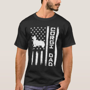 Mens Welsh Corgi Dad Us Flag Patriotic Dog Owner M T-Shirt