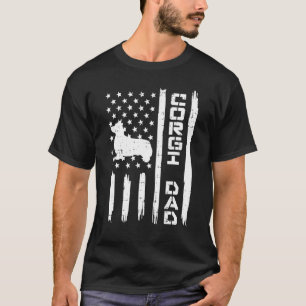 Mens Welsh Corgi Dad Us Flag Patriotic Dog Owner M T-Shirt
