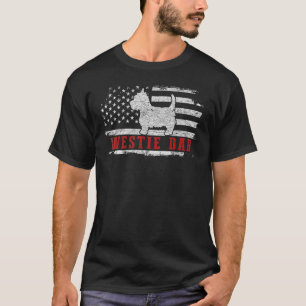Mens Westie Dad Distressed American Flag Patriotic T-Shirt