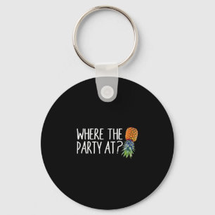 Mens where the party at mens womens upside down key ring