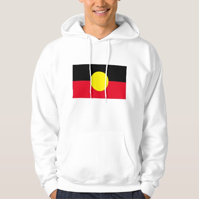 mens white Aboriginal flag hoodie (Front)