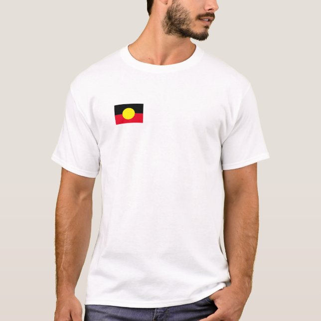 mens white Aboriginal flag shirt (Front)