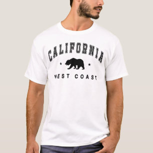 Men's White California, West Coast - Grizzly Bear T-Shirt
