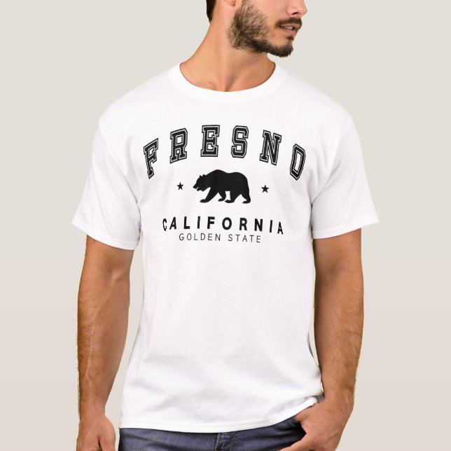 Men's White Fresno - Grizzly Bear Design T-Shirt (Front)