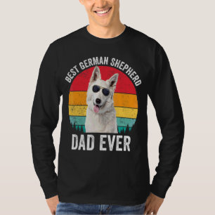 Mens White German Shepherd Dad Vintage Dog  Owner  T-Shirt