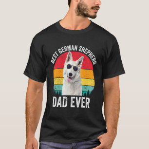Mens White German Shepherd Dad Vintage Dog Owner T-Shirt