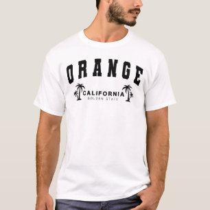 Men's White Orange, California, Golden State T-Shirt