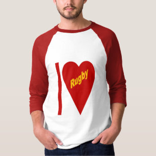 Men's White Raglan T-shirt I LOVE RUGBY