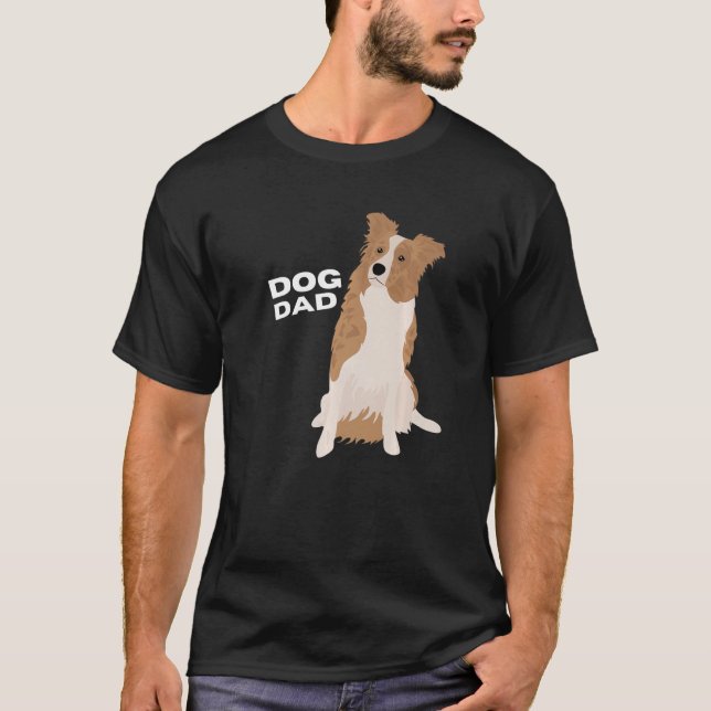 Mens White & Red Merle Border Collie Dog Dad Man   T-Shirt (Front)