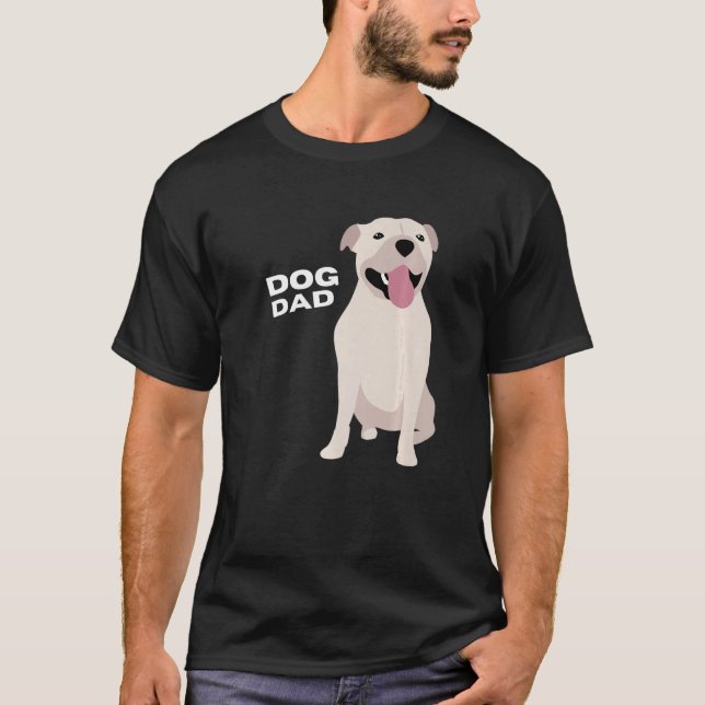 Mens White Staffordshire Bull Terrier Dog Dad Man  T-Shirt (Front)