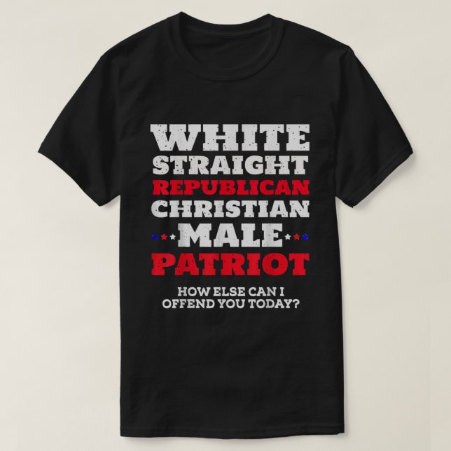 Mens White Straight Republican Christian Male Patr T-Shirt (Design Front)