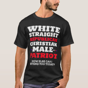 Mens White Straight Republican Christian Male Patr T-Shirt