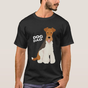 Mens White Tan & Black Fox Terrier Dog Dad Man T-Shirt